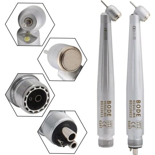 BODE Dental LED 45 Degreee High Speed Handpiece Self-powered Air Turbine E-generator Borden 2 Hole B2 Midwest 4 Hole M4