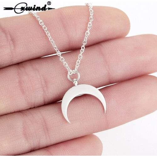 Cxwind Fashion Crescent Moon Necklace Half Moon Pendant Necklace for Women Bijoux Maxi Statement Necklaces Collier Jewelry