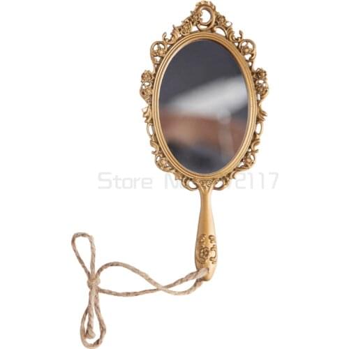 Home French retro hand mirror Beauty Princess portable make-up mirror decoration exquisite small mirror