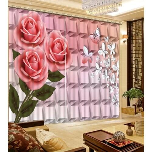 Photo Blackout Window Drapes Luxury 3D Curtains For Living room Bed room relief curtains fower curtain