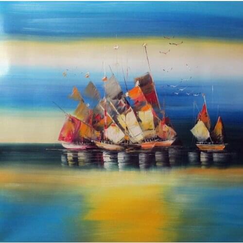 Blue sky Abstract sailboat oil painting hand painted oil on canvas for wall decoration