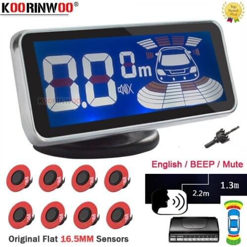 Koorinwoo Intelligent Car Systems 13mm Flat Sensor For Cars 8 Voice/BEEP Sound/Mute Car Parktronic Front + Black Reversing Radar