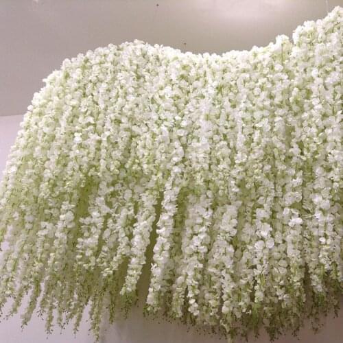 180cm long Artificial Wisteria vine Rattan flowers for Wedding Arch party decoration white Hydrangea flowers String Garland