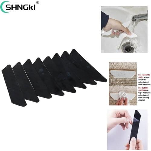 8pc Silicone Grippers Carpet Pad Anti-slip Stickers Mats Fixed Carpet Non Slip Mat Reusable Washable Bathroom Kitchen Floor Rug