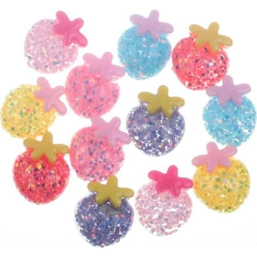 50Pcs 22x17mm Mixed Clear Resin Strawberry Cabochon Flatback Decoration Crafts Embellishments For Scrapbooking Diy Accessories