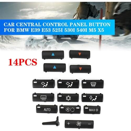 For BMW E39 E53 525i 530i 540i M5 X5 14 Button Key Caps Replacement Climate A/C Control Control Panel Switch Buttons Cover Caps