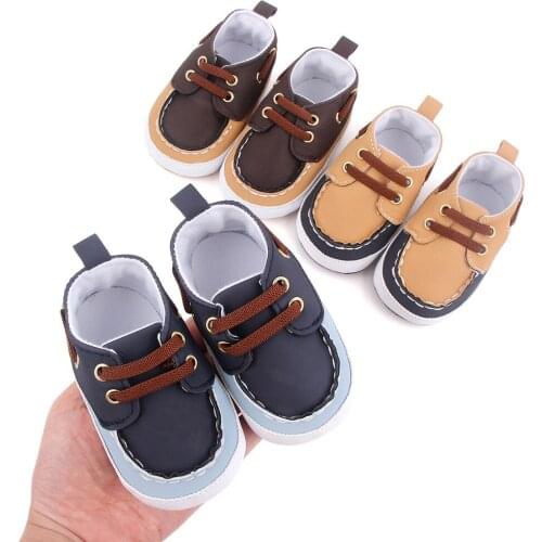 Newborn Baby Boys Shoes First Walker Soft Sole Pram Shoes Baby Shoes Spring/Autumn PU Sneakers Bebes Trainers Casual Flat Shoes
