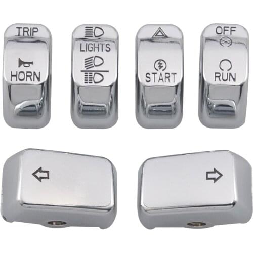 6pcs Hand Control Switch Cover Housing Button Cap Set For Harley Silver