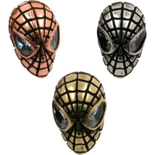 Fashinon Spider man SuperHero bead with black strip,Gold Black Gun Rose Gold Charm Beads Fit Unisex Bracelet