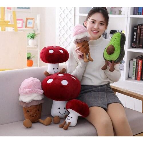 Ice cream Avocado Mushrooms Plush Toy Plush Pillow Gift Stuffed Sofa Back Cushion Children Baby Birthday Gift With Sleeping Baby