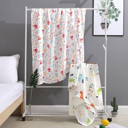 2 Layers Muslin 100% Cotton Animal Baby Blanket Swaddle 110*120cm Soft Newborn Bath Gauze Infant Wrap Sleepsack Stroller Cover