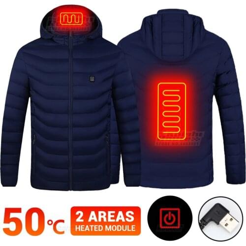 2 Area Electric Heated Jacket Men Thermal Warm Clothes Motorcycle Jacket USB Heated Vest Moto Riding Coat For Autumn Winter Men