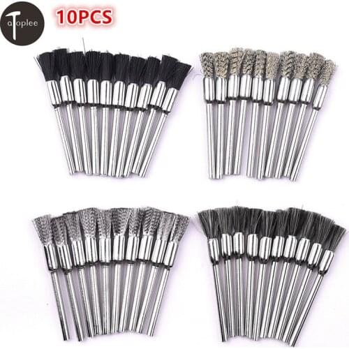 10Pcs/lot 4 Types Dremel Brush Set Nylon/Brass Wire/Steel Wire/Horsehair Brushes For Metal Derusting Dremel Rotary Tools