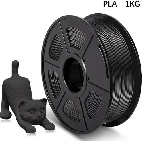 3D Printer Filament PLA 1kg 1.75mm Diameter Tolerance +/-0.02mm Black Color 2.2LBS 100% No Bubble Eco-friendly Printing Material