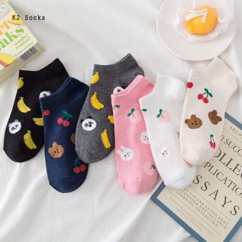 New Kawaii Bear Panda Fashion Short Socks Cotton Harajuku Japanese Soft Happy Simplicity Banana Animal Funny Men and Women Socks