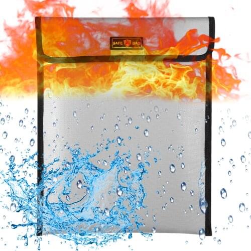 13.4 * 10.8in Fireproof and Waterproof Fireproof Document Bag Money Bag Holder Durable Safe Storage Pouch with Zipper Closure