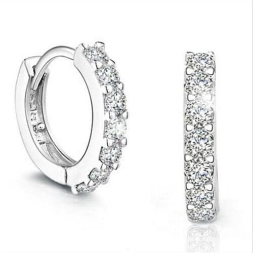 TJP Wholesale Female Crystal Hoop Earrings Jewelry Girl Top Quality Silver 925 Earrings For Women Party Accessories Christmas