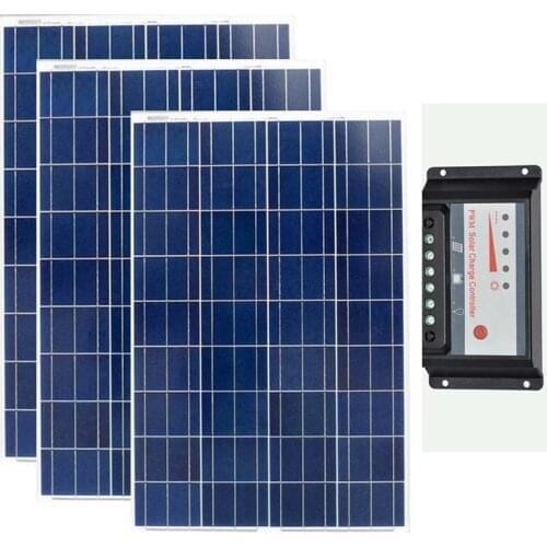 Solar Panel 12v 100w Polycrystalline 3Pcs Solar Kit 300w Chargeur Solaire Batterie Solar Charge Controller 12v/24v 30A Caravan