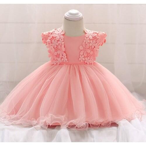 Baby girl dress applique net yarn sweet fluffy princess dress flower girl dress full moon dress birthday party dress girl dress