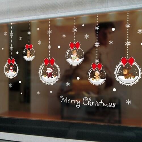 Hanging Christmas Balls Decoration Vinyl Decals For Door Window Removable Self Adhesive Wall Stickers