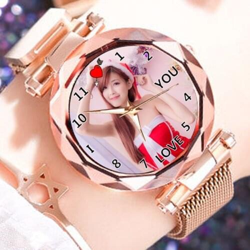 Custom Photo Watch Womens Golden Creative Watches Print Logo Picture Wristwatch Customized Wristwatch Personality Gift For Girl