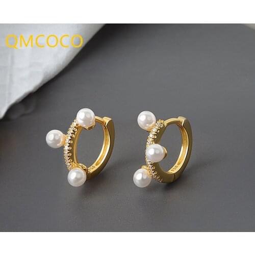 QMCOCO 2021 New Style 925 Silver Vintage Pearl Earrings For Women Simple Elegance Birthday Jewelry Party Gifts