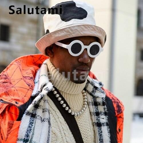 White Black Small Round Brand Sunglasses For Wome And Men Ins Hot Letter Print Frame Female Sun Glasses Vintage Couple Shades