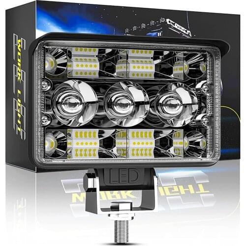 2 Pcs LED Work Lights Bar 5 Inch 70W Vehicle Auxiliary Lighting LED Spotlight White and Yellow Double-Color