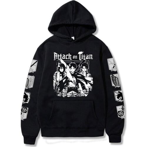 Anime Attack on Titan AOT Merch Ackerman Levi Scout Regiment Printed Hoodies Men Women Hooded Sweatshirts Cozy Tops Pullovers
