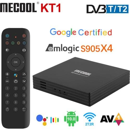 10PCS Mecool KT1 Google Certificated Android 10 TV Box DVB-T/T2 4K Android 10.0 Media Player Amlogic S905X4 AV1 2T2R Decoder TV