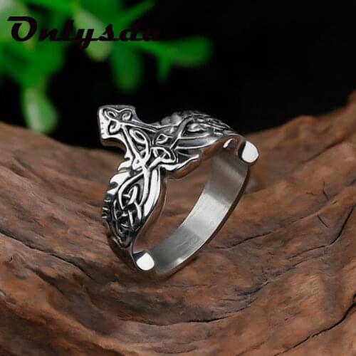 Viking Men Entwined Ravens Ring Norse Mythology Silver Color Odin Crow Stainless Steel Rings Nordic Amulet Jewelry OSR761