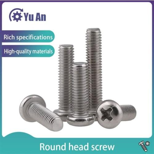 316 Stainless Steel Round Head Screw Gb818 Half Round Head / Pan Head Cross Slot Machine Tooth Screw M4 M5 M6 M8 10PCS
