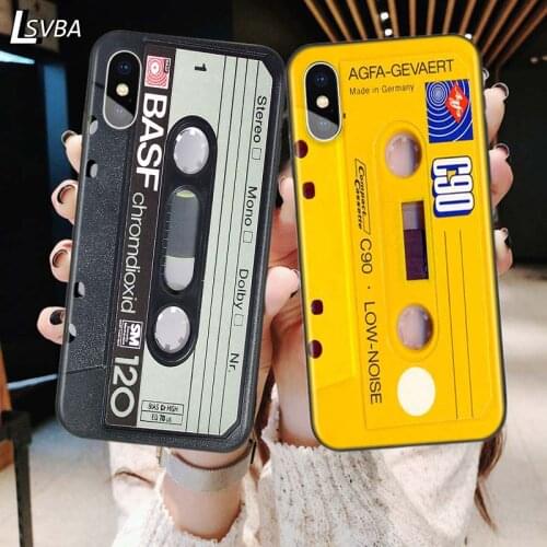 Vintage Magnetic Tape Cassette For iPhone 12 Pro Max Mini 11 Pro XS Max X XR 6S 6 7 8 Plus 5S Soft Black Phone Case