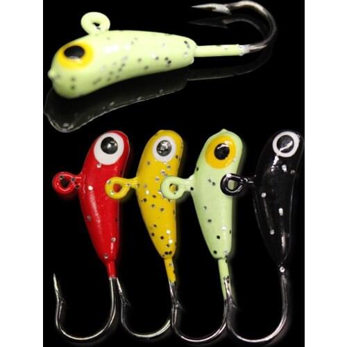 WALK FISH 4Pcs/Lot 23mm 1.7g Winter Ice Jig Sinking Lead Ice Hook Metal Bait Banana Shaped Mini Fishing Lure Fishing Tackle