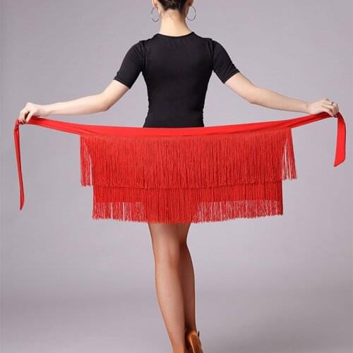 New Latin Dance Skirt Women Tassels Apron Costume Training Hip Scarf Cha Cha Samba Dancing Waist Towel Latin Accessories