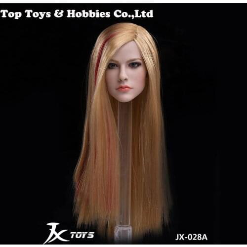 1/6 JX-028A/B/C Female Head Carved Singer Avril Pale Skin Head Sculpt Model for 12" PH Woman Action Figure Body Toys
