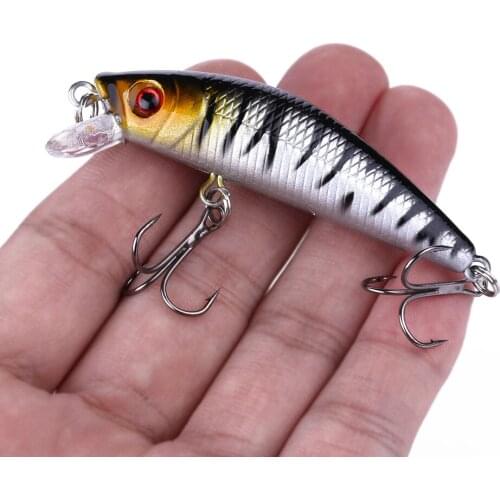 1PCS colorful Stripe pattern 7cm 8.1g Hard Bait Minnow streak Fishing lures Bass Fresh water hook diving perch wobbler fish
