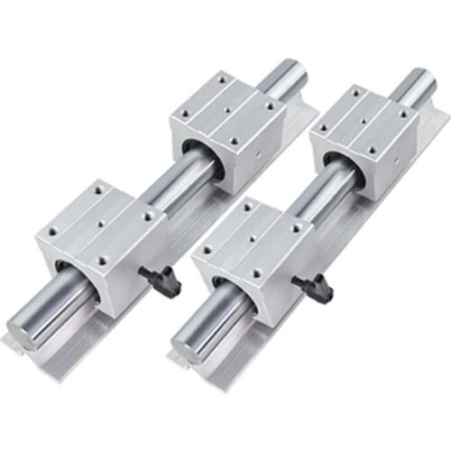 2 Sets linear rail SBR25-250mm Fully Supported Linear Rail Slide Shaft Rod With 4 pcs SBR25UU Bearing Block