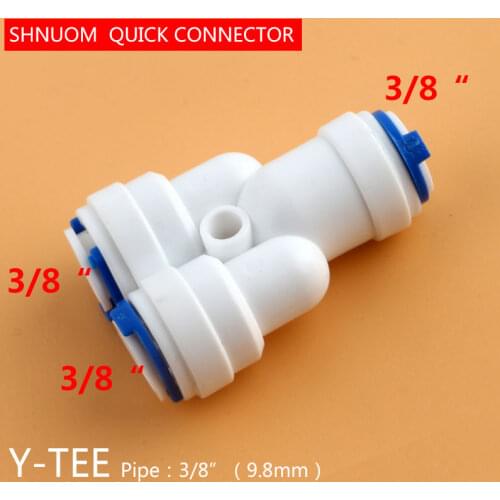 3/8" to 3/8“ Y Type Tee 3 Way Tube Quick Connect Fit RO Water Reverse Osmosis System to Connector Aquarium Water Tube Fitting