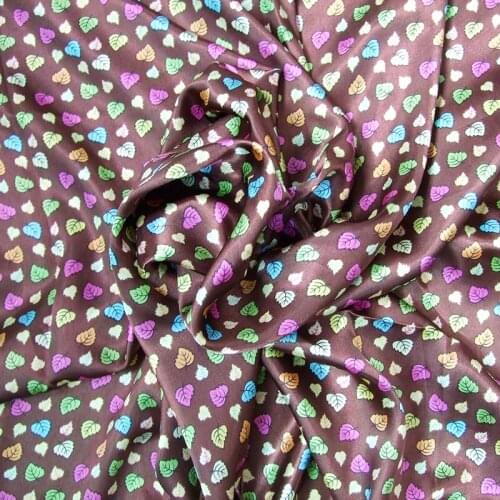 3Mtrs/Lot 10Kinds of color Soft Satin Fabric print cute leaves mix color 60 inch width for clothing tablecloth curtain