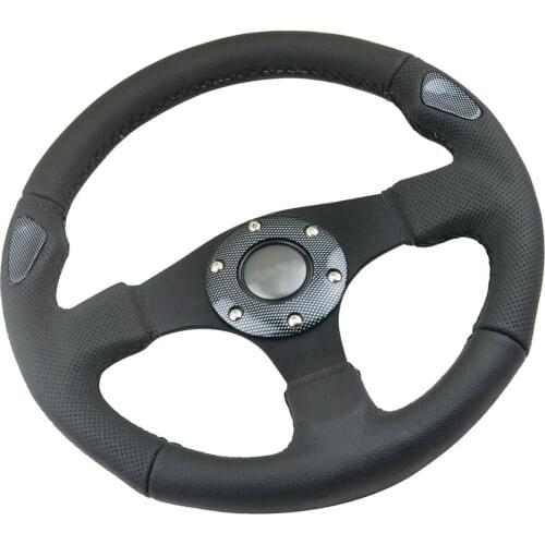 320mm Racing Steering Wheel Leather Needle Hole Flat Type Driving Car Sport Steering Wheel