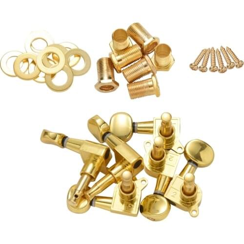 6 Pieces Guitar String Tuning Key Pegs/Machine Head Knobs(for Left and Right) with Ferrules,Threaded Bushings,Mount Screws for E