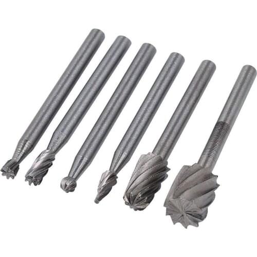 6PCS HSS Rotary Multi Tool Burr Routing Router Bit Mill Cutter Attachment Compatible for Dremel Burr Routing Router Bit