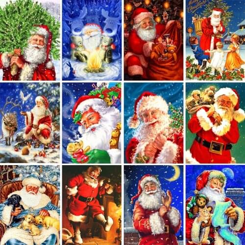 5D Diamond Painting Christmas Full Square/Round Kit Embroidery Mosaic Picture Cross Stitch Wall Sticker Gift DIY Home Decoration