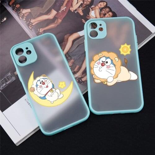 Japan Comics Doraemon Blue Border Skin Feel Phone Case for iPhone 11 12 Mini Pro X XS XR Max 6 6S 7 8 Plus SE 2020 Back Cover