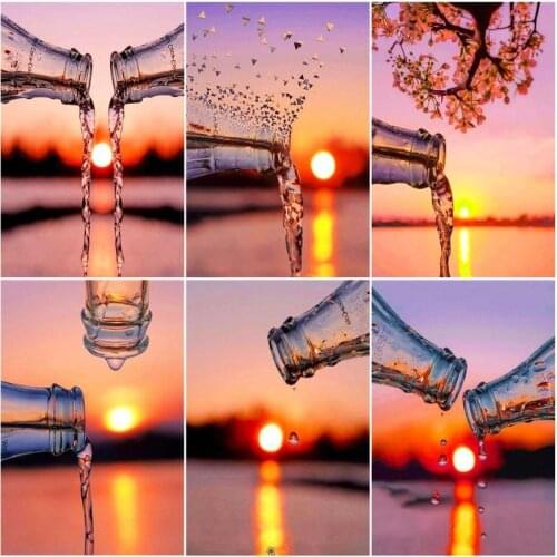 GATYZTORY DIY Paint By Number Glass Sunset Landscape Drawing On Canvas Gift Kits Handpainted Painting Art Home Decor