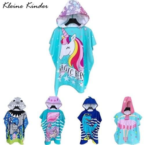 Bathrobe for Children Microfiber Hooded Child Bath Robe Teen Toddler Baby Girl Mermaid Unicorn Swimming Towel Poncho Beach Boy