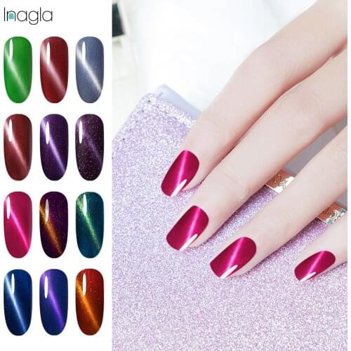 Inagla 10ml Nail Art Lucky 3D Magnet Fixed-Line Cat Eye Gel Polish 58 Colors Top Base Coat Long Lasting UV LED Lacquers