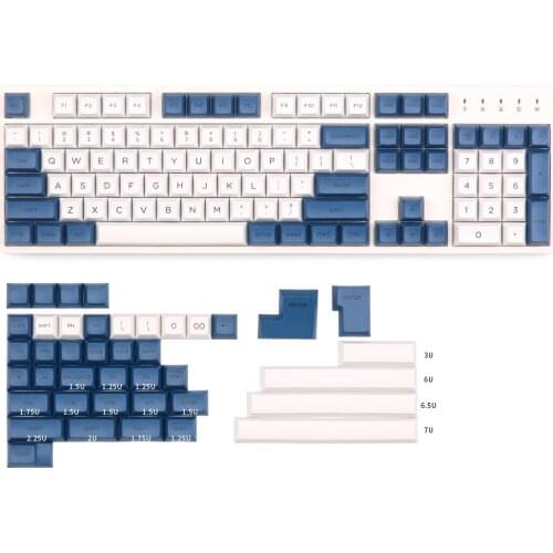 KBDfans DSA PBT Blue And White Keycaps Set 145 Keys