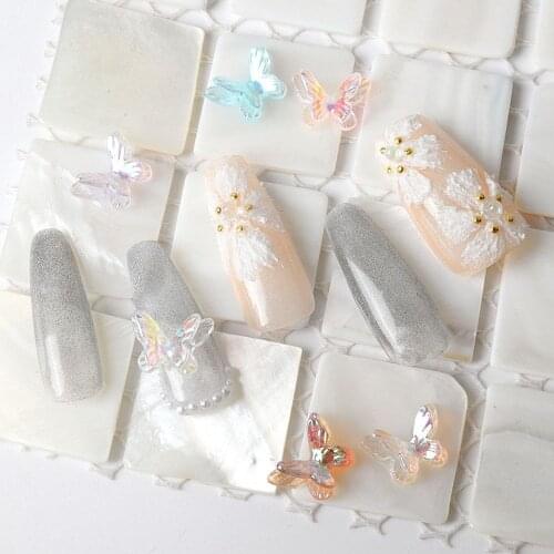 Colorful Aurora Nail Art Resin Butterfly Jewelry Three-Dimensional Double Butterfly Nail Decoration Symphony Manicure Ornaments